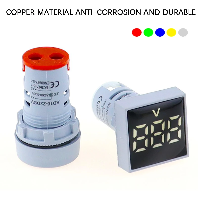 Nieuwe Stijl 22Mm Beschermende Film Mini AC20-500V Digitale Display Ledvoltmeter Voltage Meter Pilot Light Signal Lamp Indicator