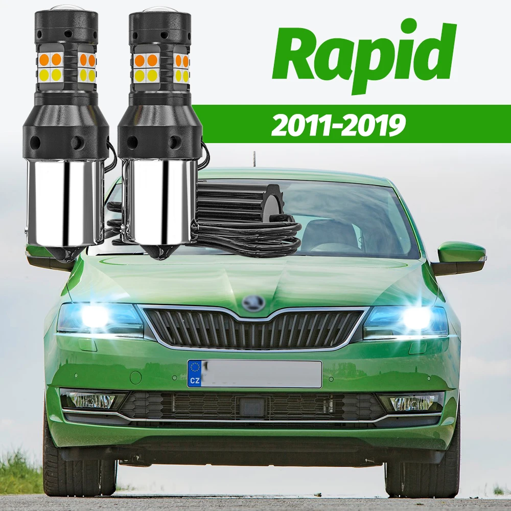 2x Dual Mode Blinker + Tagfahrlicht Zubehör LED DRL Für Skoda Rapid 2011-2019 2012 2013 2014 2015 2016 2017 2018