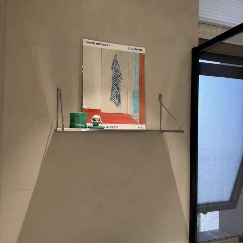 MOMO 중세 스타일 스테인레스 스틸 벽 선반 책장 선반 거실 배경 벽 DIY 고급 디자인 책장