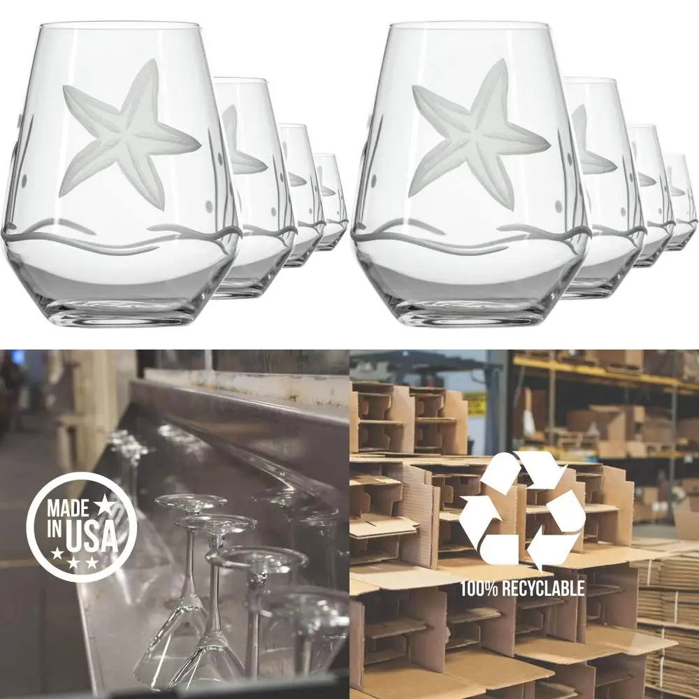 

Набор бокалов для вина без ножек с гравировкой на 18 унций из 4 предметов — без свинца, сделано в США