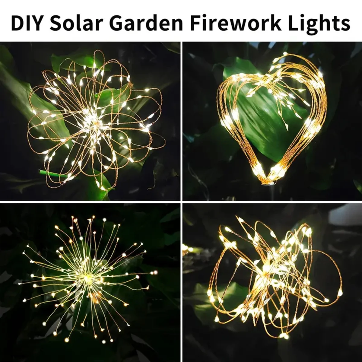 Imagem -04 - Carregamento Automático Outdoor Garden Light Solar Fireworks Light Ip65 Material Impermeável Adequado para Campo Jardim Villa Pcs