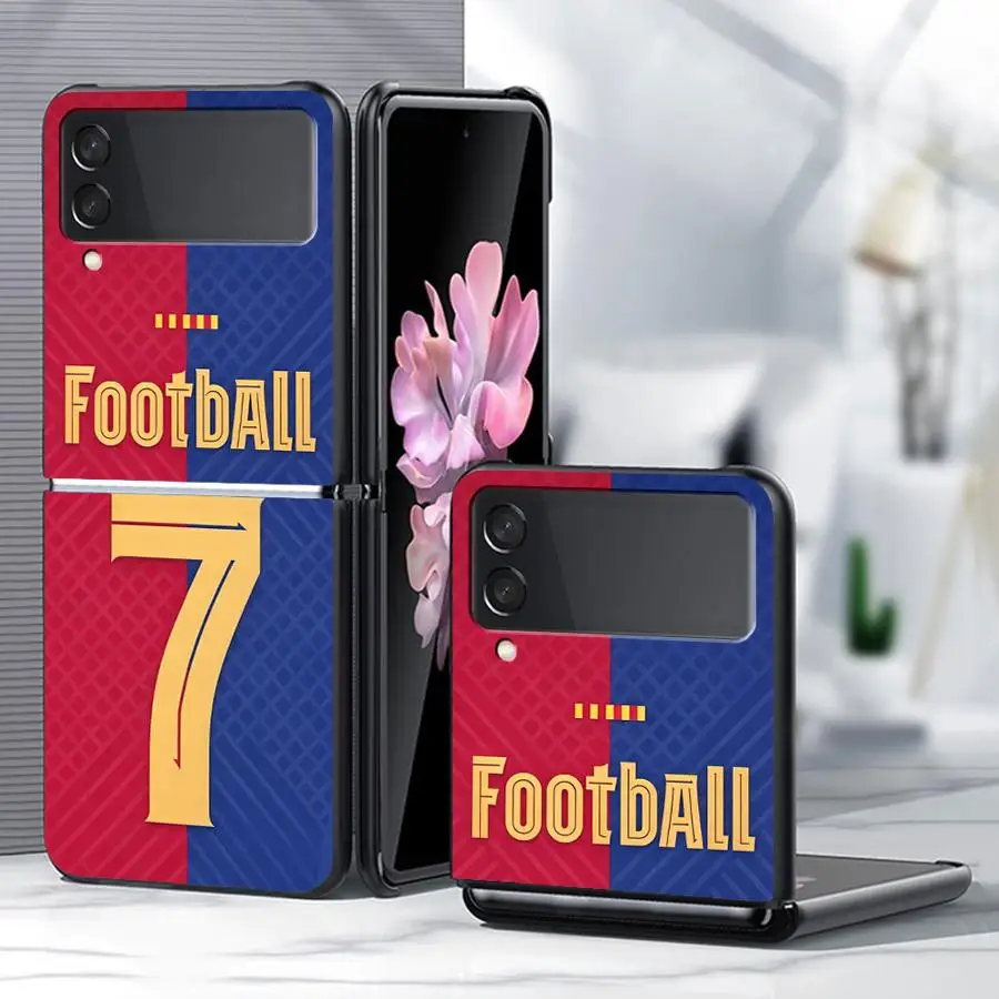 Case for Samsung Galaxy Z Flip 8 Flip5 Flip7 FE Z Flip 7 6 5 4 3 Flip6 Flip4 Flip3 Phone Shell Funda Football NUmber 7