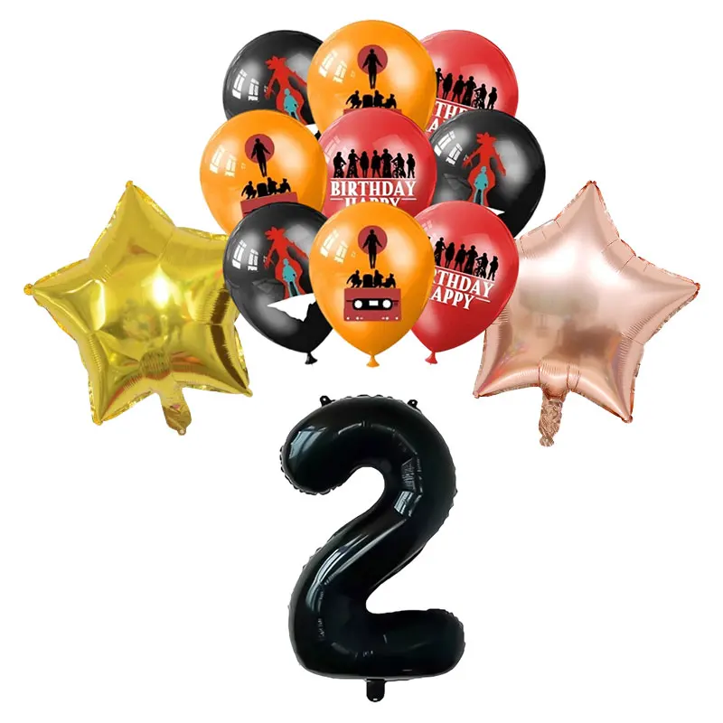 Stranger-Themen-Geburtstagsdekoration Horrorfilm-Geschirr Tasse Teller Tischdecke Luftballons Banner Geschenktüte Snackbox Partyzubehör – Detail 23