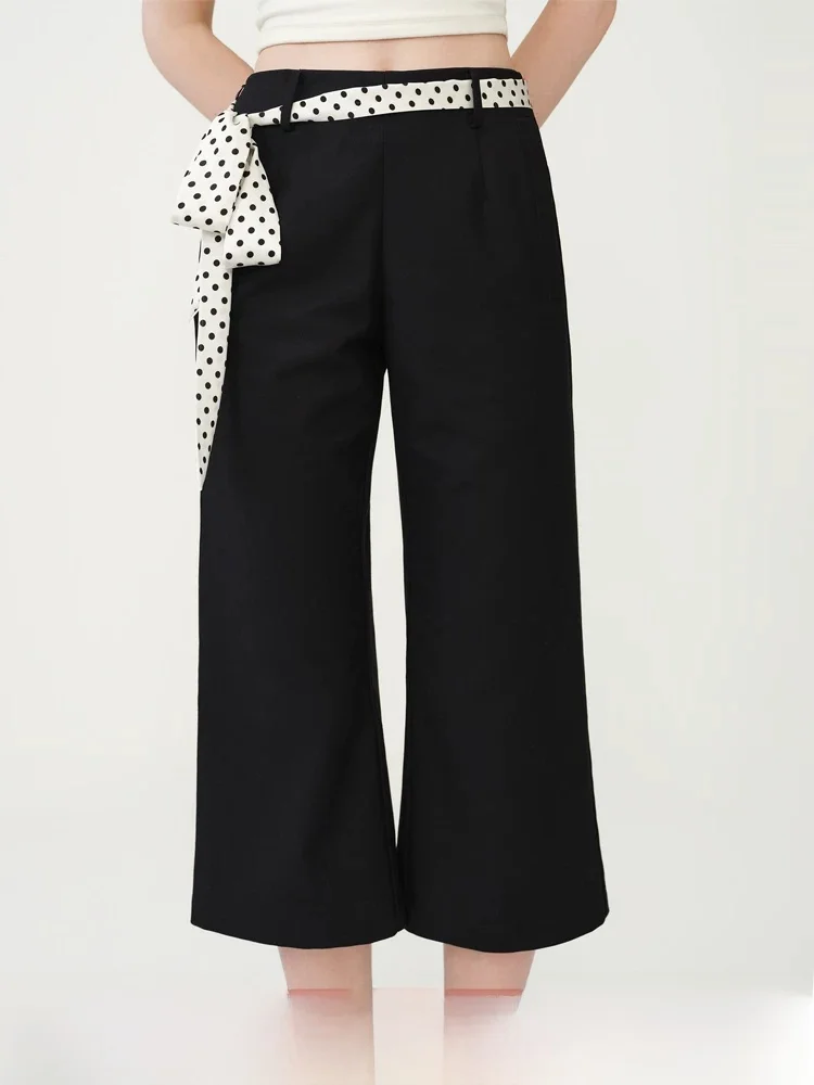 

Low Waist Flared Casual Pants Women's Millennial Dot Tie Waist Summer New Style Fashionable Commute Style Polyester Fiber