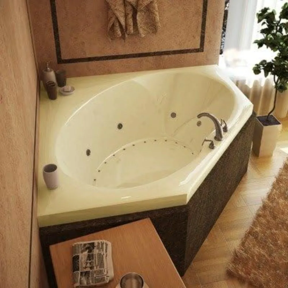 

60 X 60 X 23 "Corner Air and Vortex Jet Bathtub Color/decoration/tile Flange/pump: Biscuit/polished Chrome Bathtubs & Whirlpools