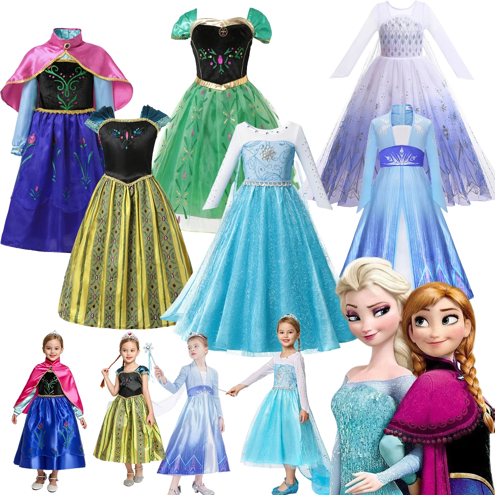 

Frozen Elsa Dress For Girl Snow Queen Anna Princess Dresses Carnival Party Halloween Cosplay Costumes Elsa Frozen Girls Costume