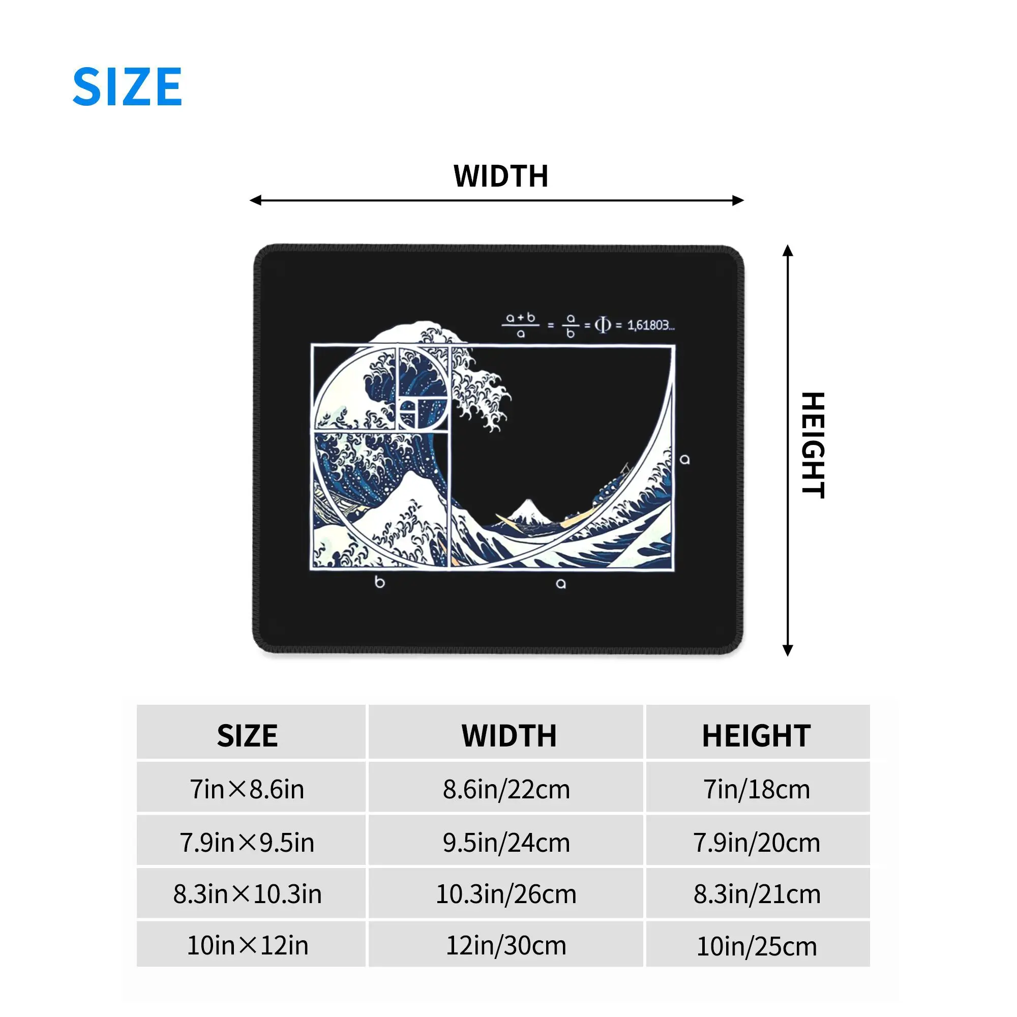 グレートフィボナッチウェーブマウスパッドコンピュータキーボードマウスマットゲーマーPCラップトップデスクマットオフィスアクセサリーテーブルマット