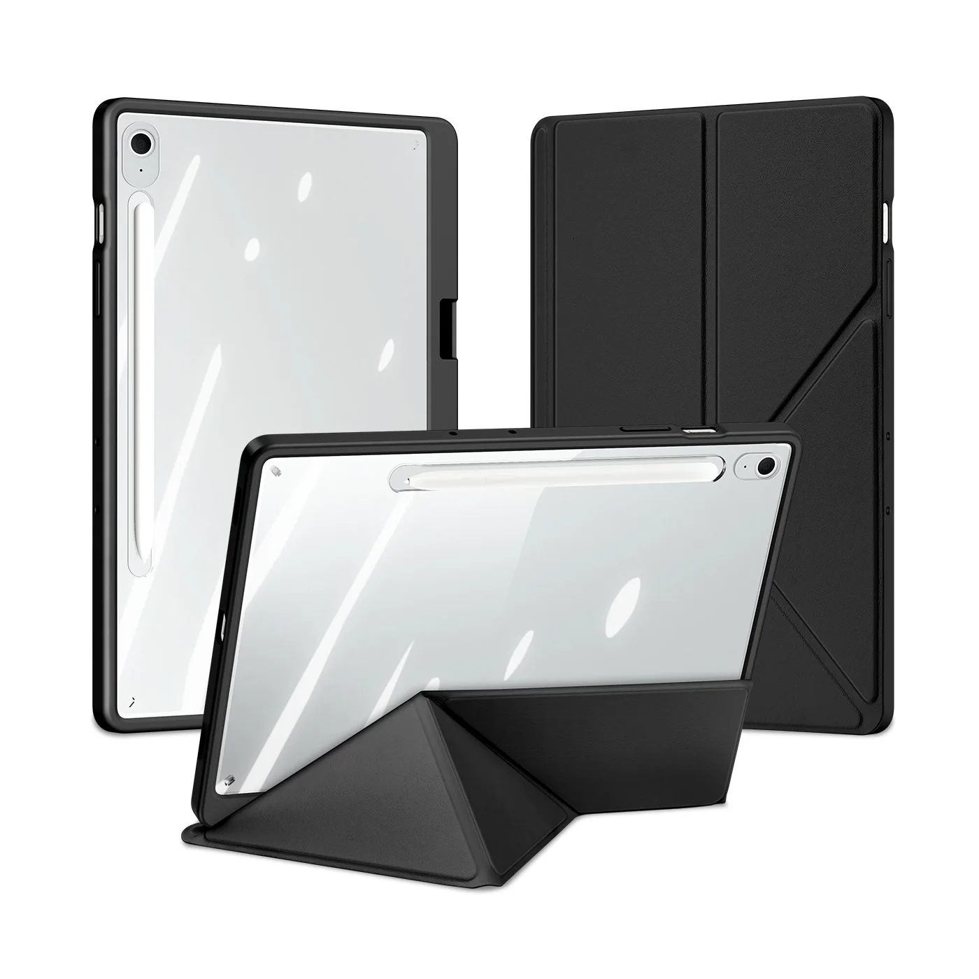 حافظة شفافة DUX DUCIS لهاتف Samsung Tab S10 FE Plus/S9 Ultra/S6 Lite، غطاء قابل للفصل مع مشبك، حامل أقلام S، إيقاظ تلقائي/نوم