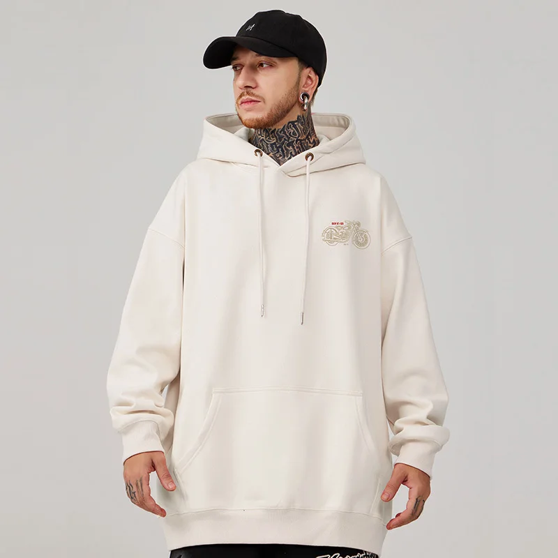 Casual Style Fashion Sweater Hooded Autumn And Winter Literary Trend New Men's Pullover Popular Print And Plush