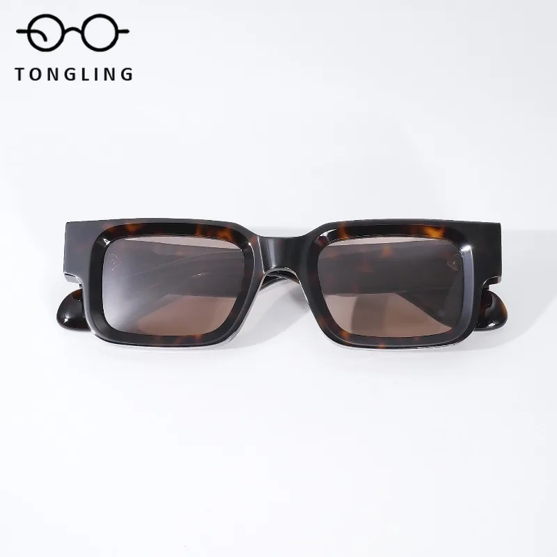 New Square High-End Handcrafted Men Sophistication High-Quality Acetate Retro Women Personalized Personalized Outdoor Sunglasses