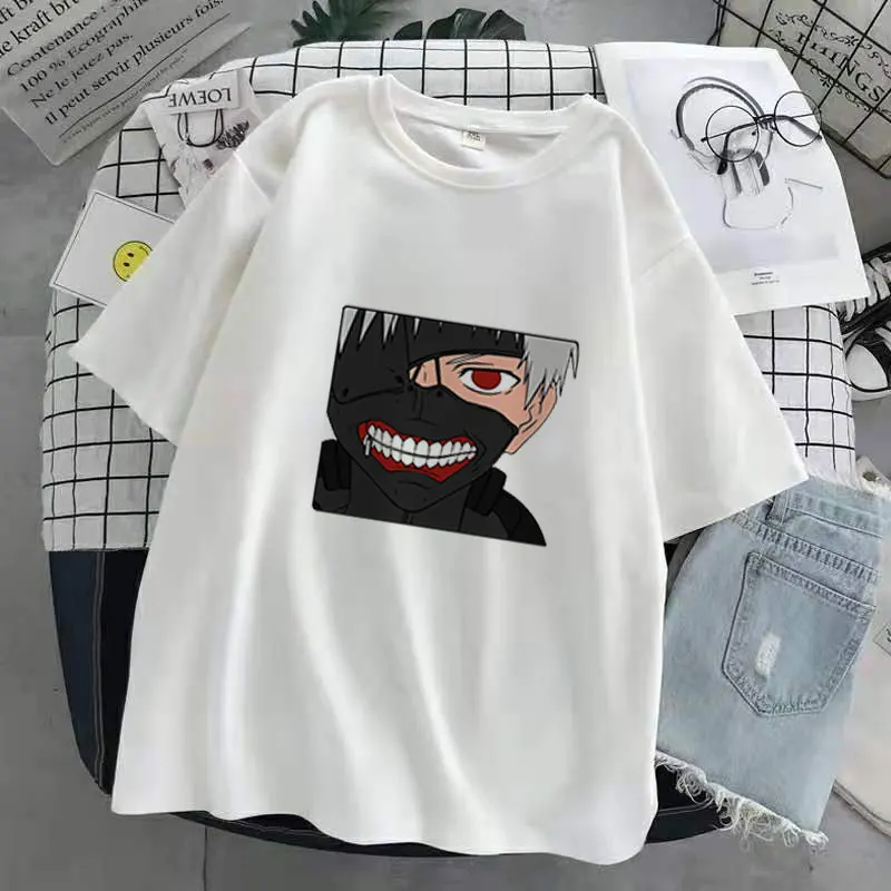 Oversized T-Shirt Men Women Cartoon Hot Japanese Anime Tokyo Ghoul Kaneki Ken Graphic Fashion Unisex Tshirt Summer Top Female