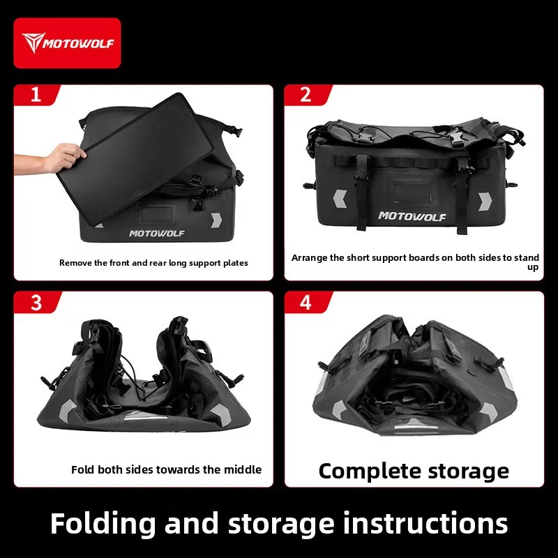 حقيبة ذيل مقاومة للماء للدراجات النارية، صندوق خلفي لمعدات راكبي الدراجات النارية بسعة كبيرة لمسافات طويلة، حقيبة ظهر محمولة للمقعد الخلفي