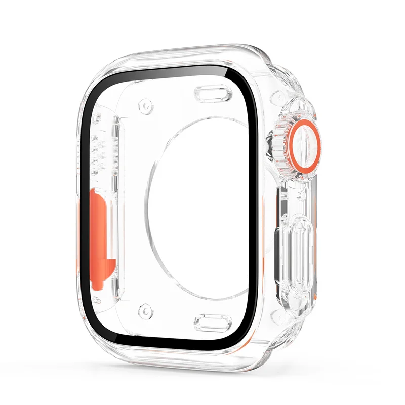 Case with Tempered Glass Screen Protector for Apple Watch 44mm 45mm Series 6/SE/5/4 Cover Change To Ultra for iWatch Accessories