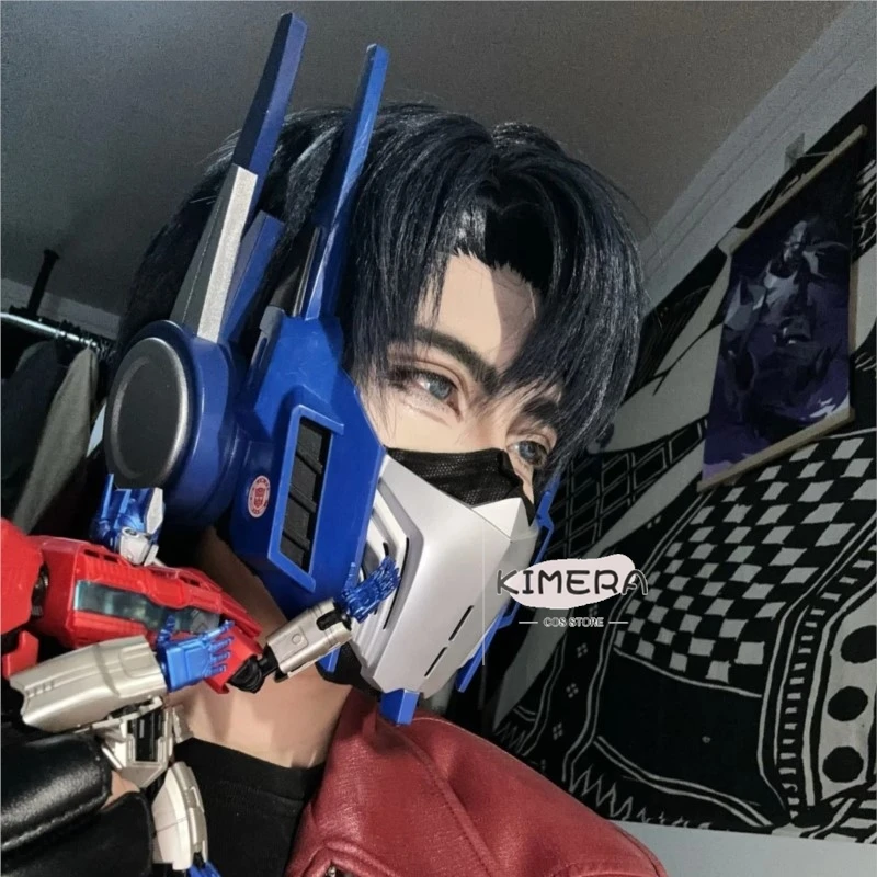 Anime cosplay déguisement  Transform OptimPrime Female Version Mechanical Mask Headphones Cosplay Prop Set SciFi Mecha Resin Mas view 5
