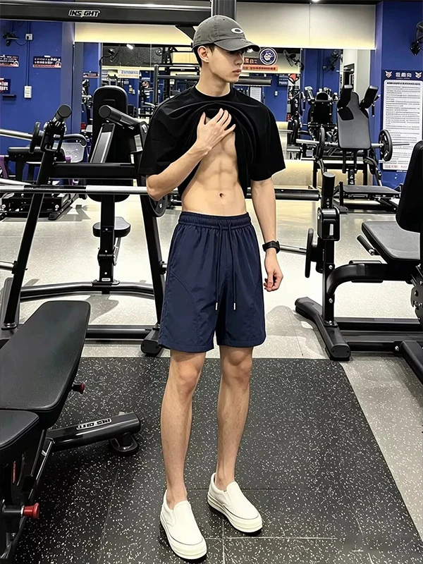 

Quick Dry Ice Silk Short Pants Men's Summer Thin Five-Point Casual Running Training Hot Pants Low Waist Loose Fit Polyester