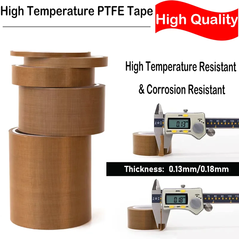 

High Temperature Resistance Tape 300°C PTFE Cloth 5mm~100mm Heat Insulation Self-Adhesive Sealing Machine Tape 1~10pcs