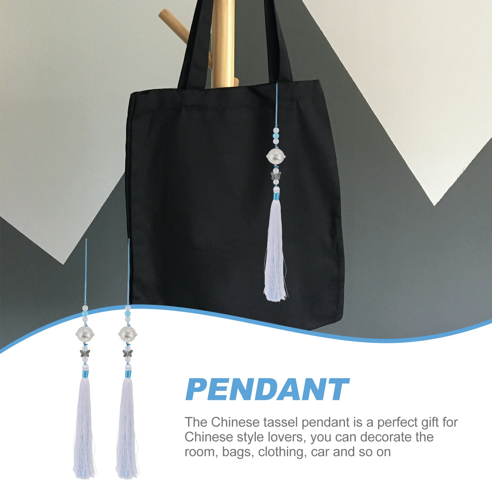 

2Pcs Ancient Chinese Tassel Pendant Waist Ornaments Bell Tassel Charm Retro Costume Decorative Gift Chinese Ornament