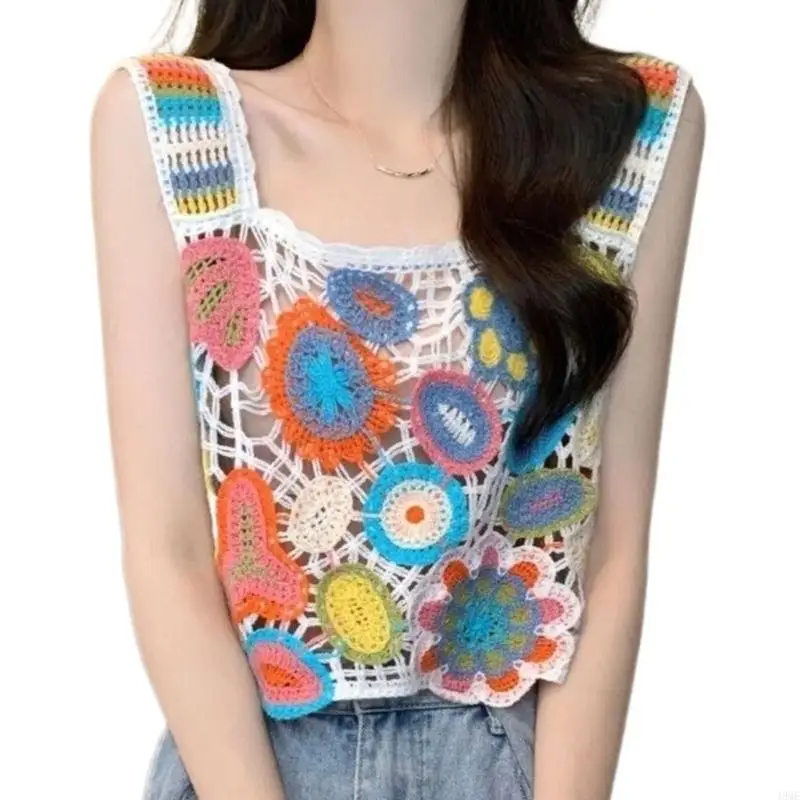 49me nữ Summer crochet Tanks Tops Casual không tay thông minh ra áo vest áo cami