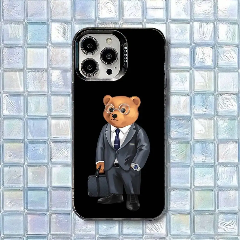حافظة هاتف Be-Baron Filou Bear لهاتف iPhone 16,15,14,13,12,11,8,7,Pro,Max,Plus,Mini,XS,SE غطاء غير لامع مقاوم للصدمات