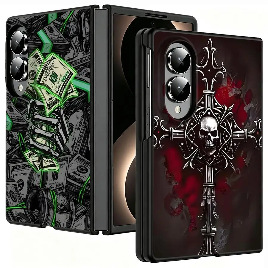 Retro Skull Phone Case for Samsung Galaxy Z Fold 8 ZFold Wide Z Fold8 Wide ZFold8 Cover Capa