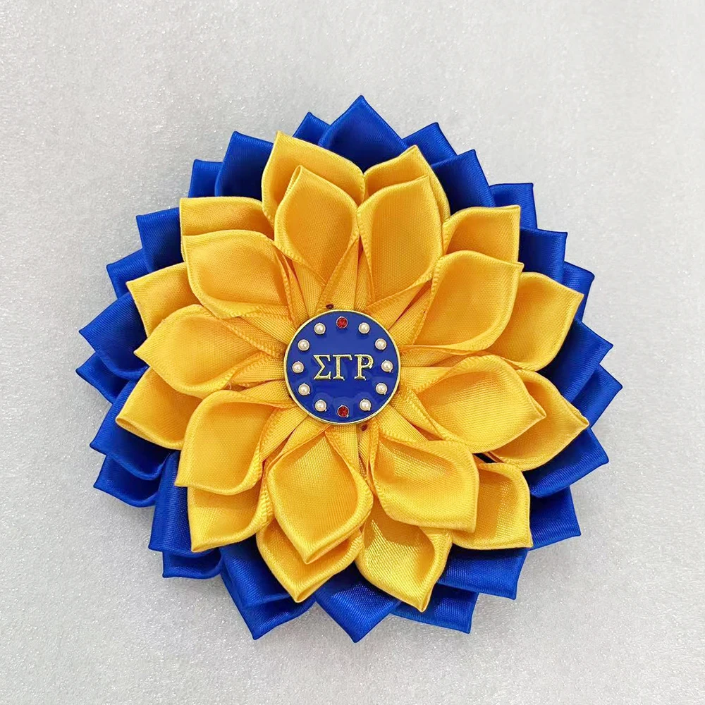 إكسسوارات بودل بأحرف يونانية من SGRHO بروش الصدار باللونين الأزرق والأصفر