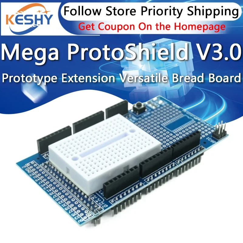 Mega ProtoShield V3.0 Prototype Extension Board, Versatile Board (Including Bread Board)