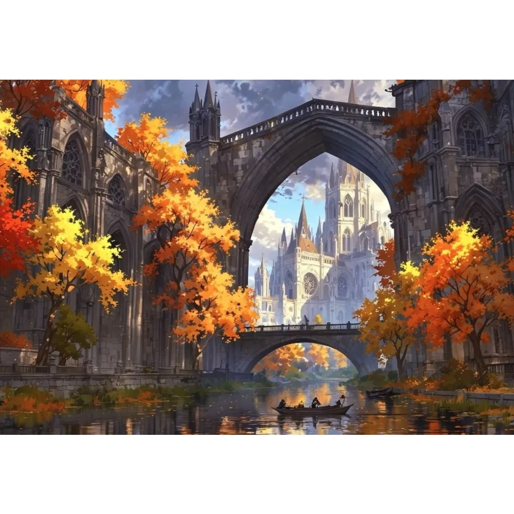 500/1000/1200/2000PCS Puzzles River Architecture Jigsaw DIY Modern Home Wall Decor Educational Gifts Brithday and Holiday Gifts