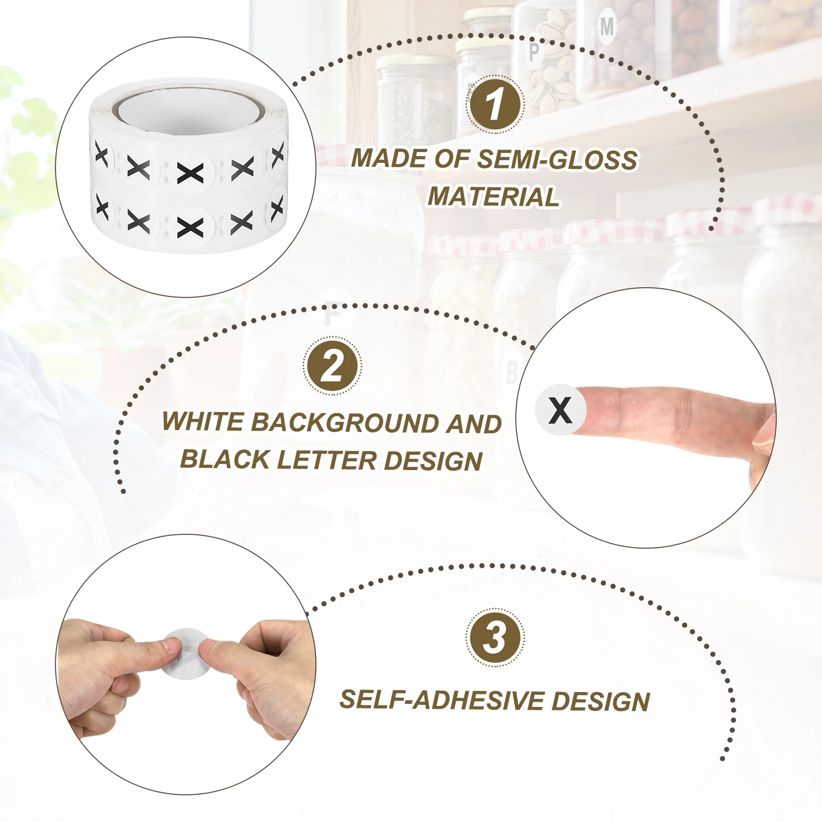 1000Pcs 0.5 Inch Letter Stickers Inventory Labels Round Circle Dots Labels Semi-Gloss Adhesive Stickers for Organization Storage