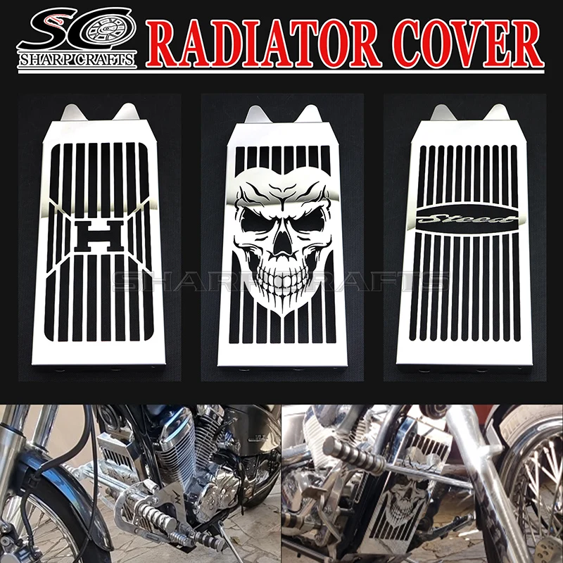 Motorcycle Parts Skull Radiator Grill Cover Guard Protector For HONDA Shadow VT600 VLX600 Steed 400 600 1988 - 2007