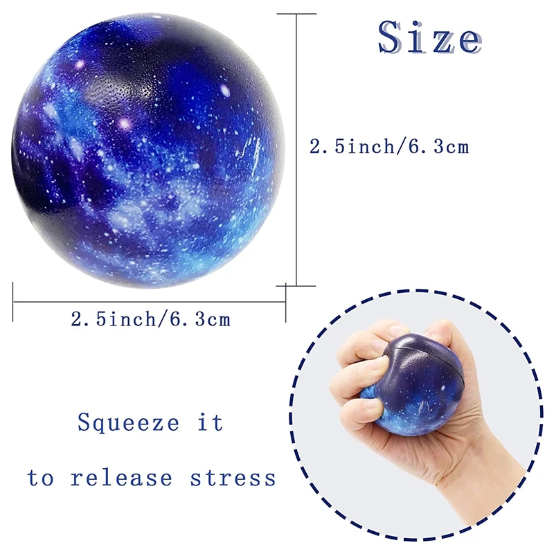 1Set Galaxy Stress Balls Stress Reliëf Bal Squeeze Angst Fidget Sensorische Ballen