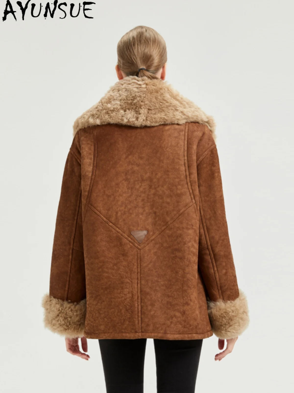 AYUNSUE 2025 veste en peau de mouton femme 100% veste en cuir de fourrure d'agneau naturelle pour femmes vêtements veste de fourrure de haute qualité Abrigo Mujer