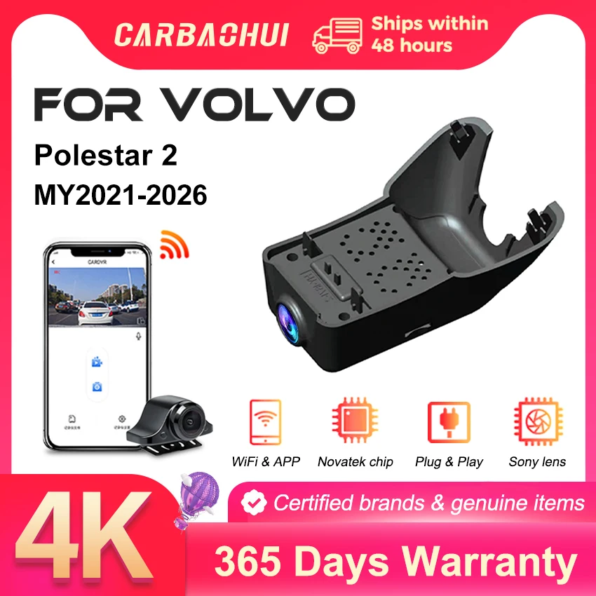 Dash Cam 4K For Volvo Polestar 2 Polestar2 2026~2021,Plug and Play Car DVR Dashcam Camera Video Recorder For Polestar 2