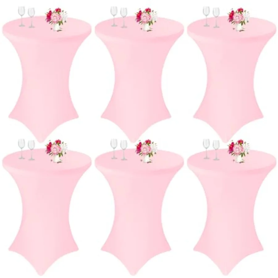 

Набор из 6 розовых эластичных скатертей из спандекса для коктейльных столов, 32x43 дюйма, с квадратными углами, для высоких круглых барных столов