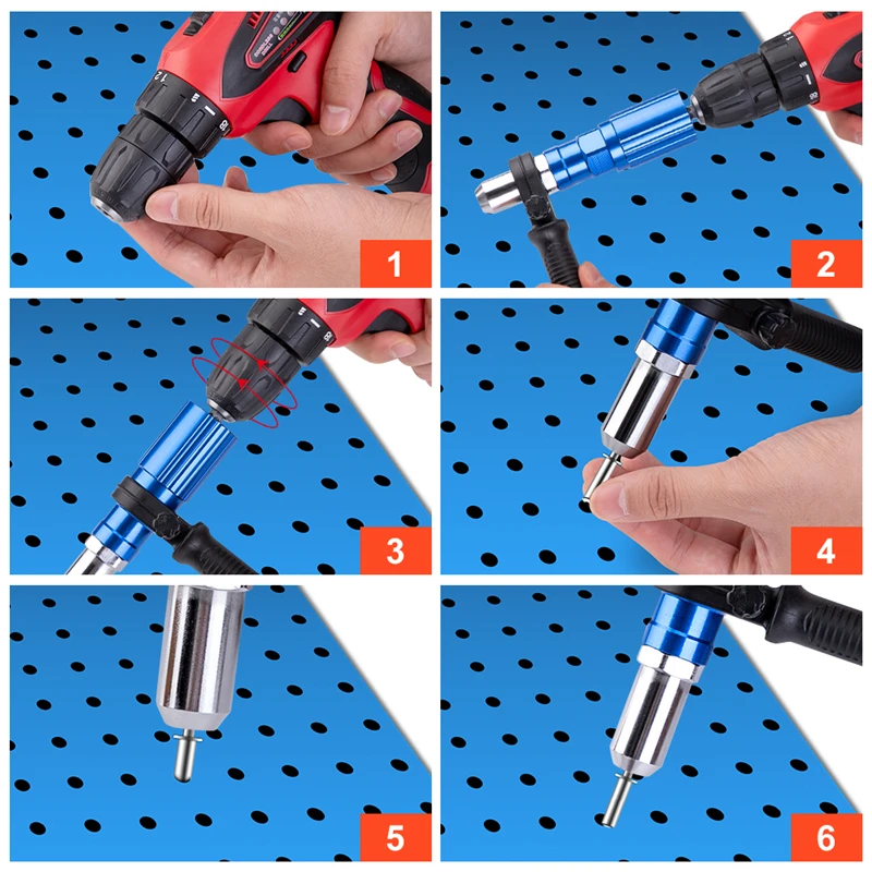 Rebite elétrico Gun Broca Adaptador, Cordless Riveting Tool, Inserir Porca, Pull Tools, 2.4mm-4.8mm