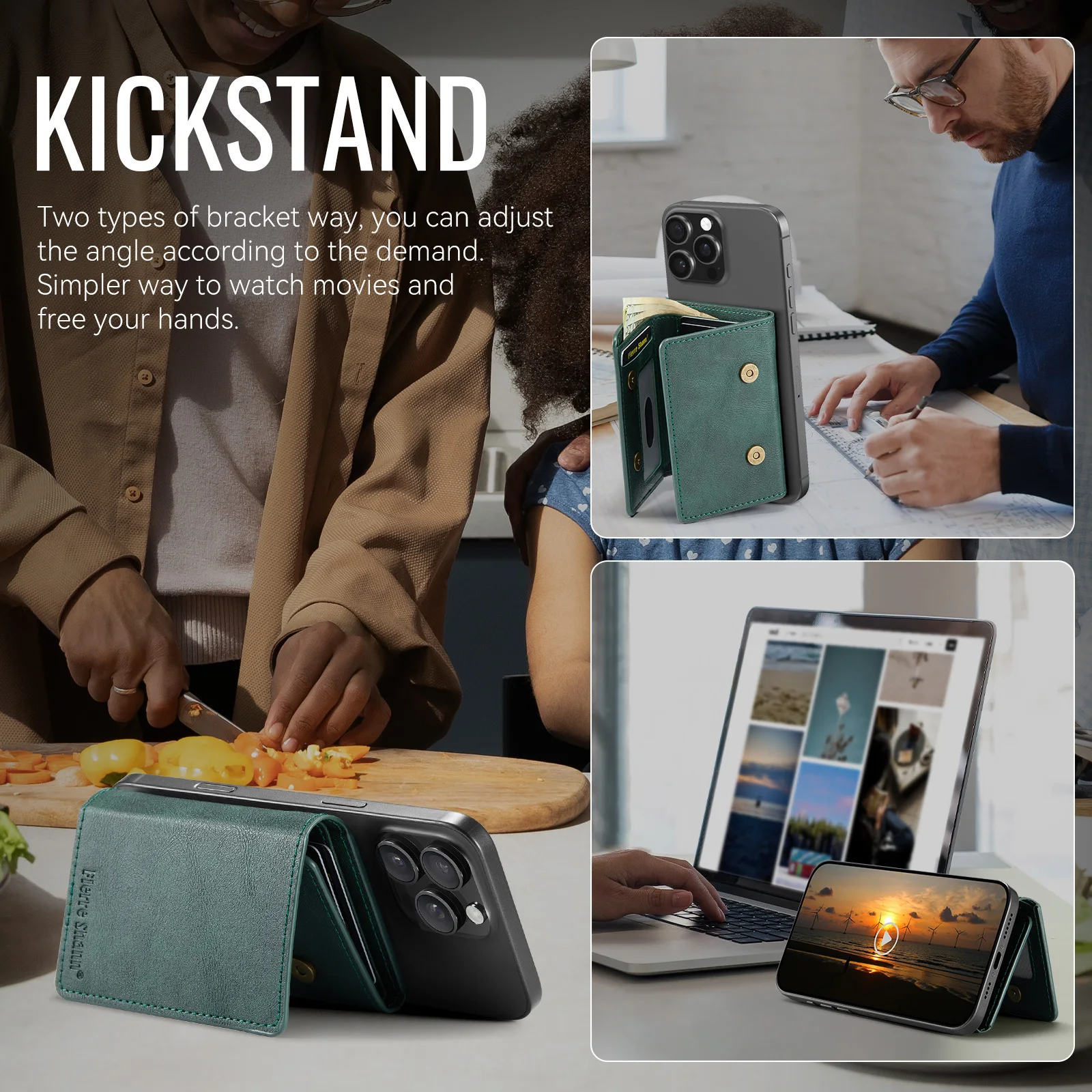 Fierre Shann Luxus-Geldbörse im Business-Design aus PU-Leder mit Klapptasche und magnetischem Schnallenständer für Kartenhalter