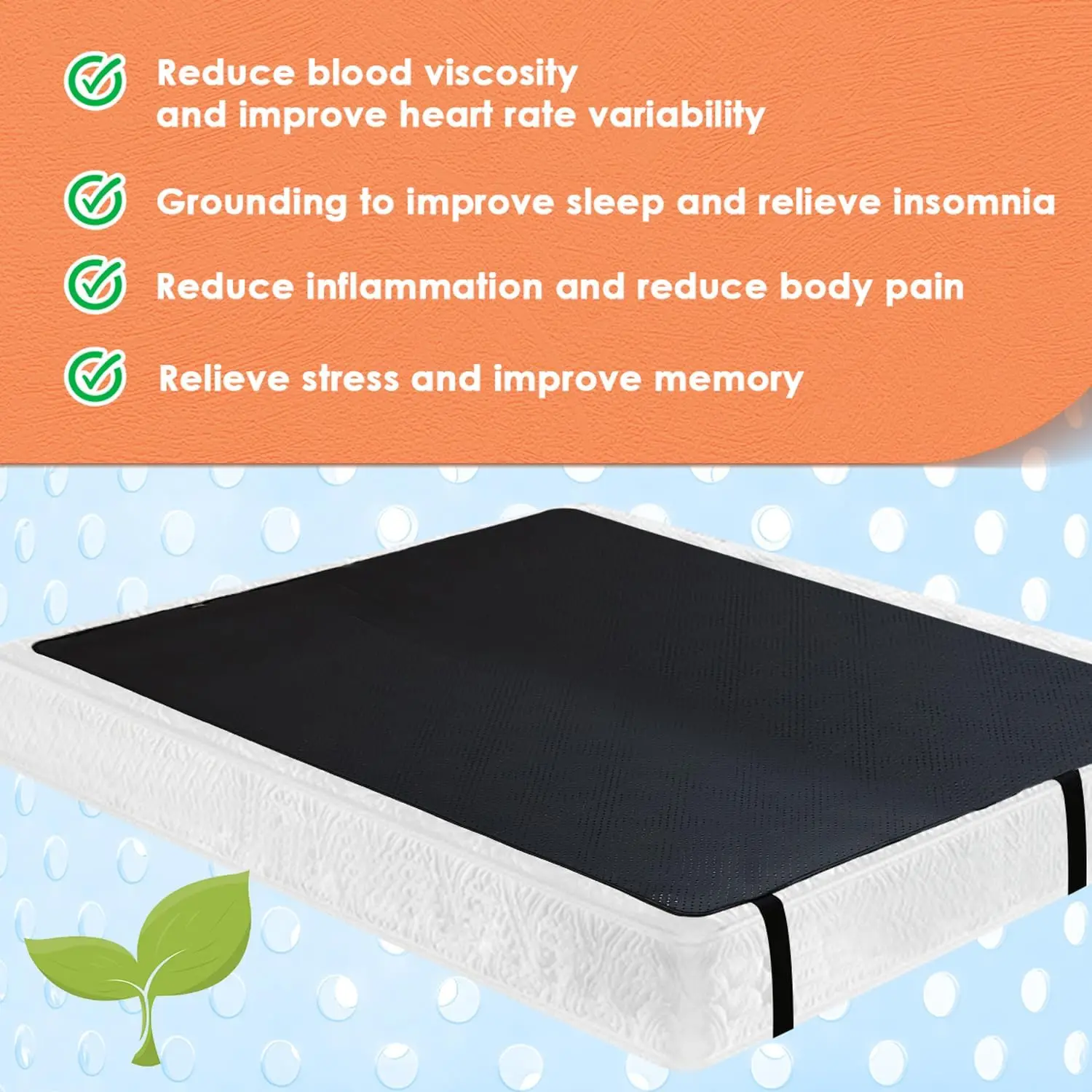MAXSHARER Grounding Leather Mattress Grounding Sleep Mat Conductive Leather Earthing Mattress Pad for Better Sleep Reduce Stress