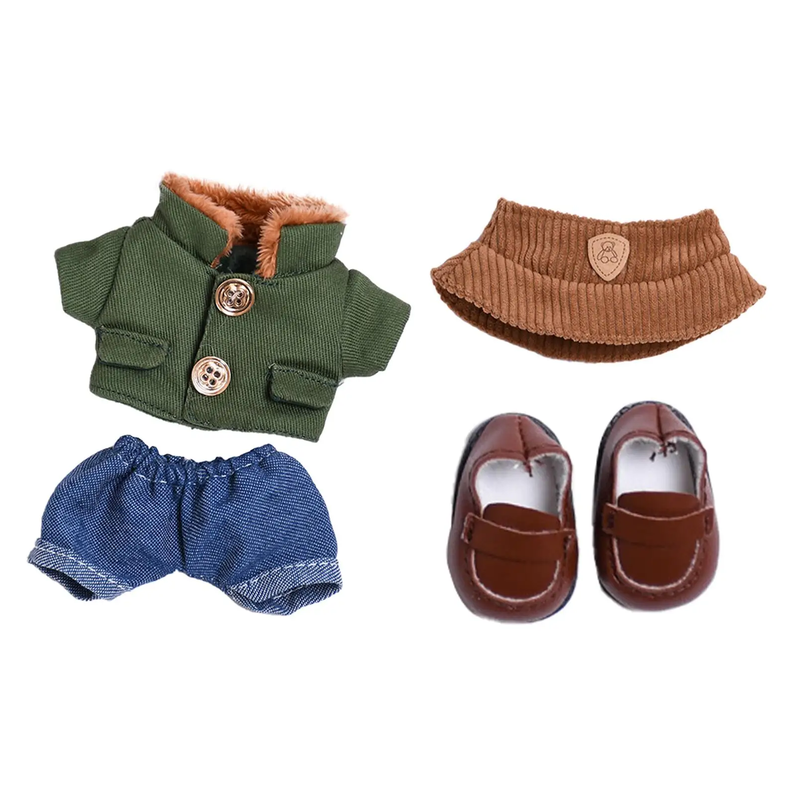 

17cm Doll Clothes Doll Top and Pants Girl Gifts Easy to Wear Shoes DIY Supplies Doll Costume Cute Handmade Doll Clothing Suit