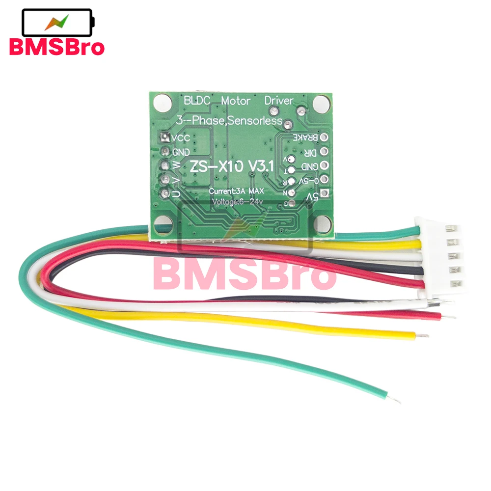 DC 6V-20V 3A 60W Three-phase Brushless Motor Speed Controller No Hall BLDC Driver Board Module with Cable 12V for Fan Water Pump