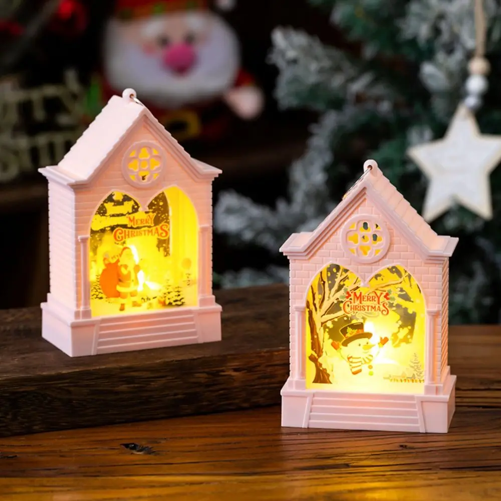 Brilhante LED Christmas Tree Night Lamp com gancho, Santa, casa, lâmpada de vento, desktop