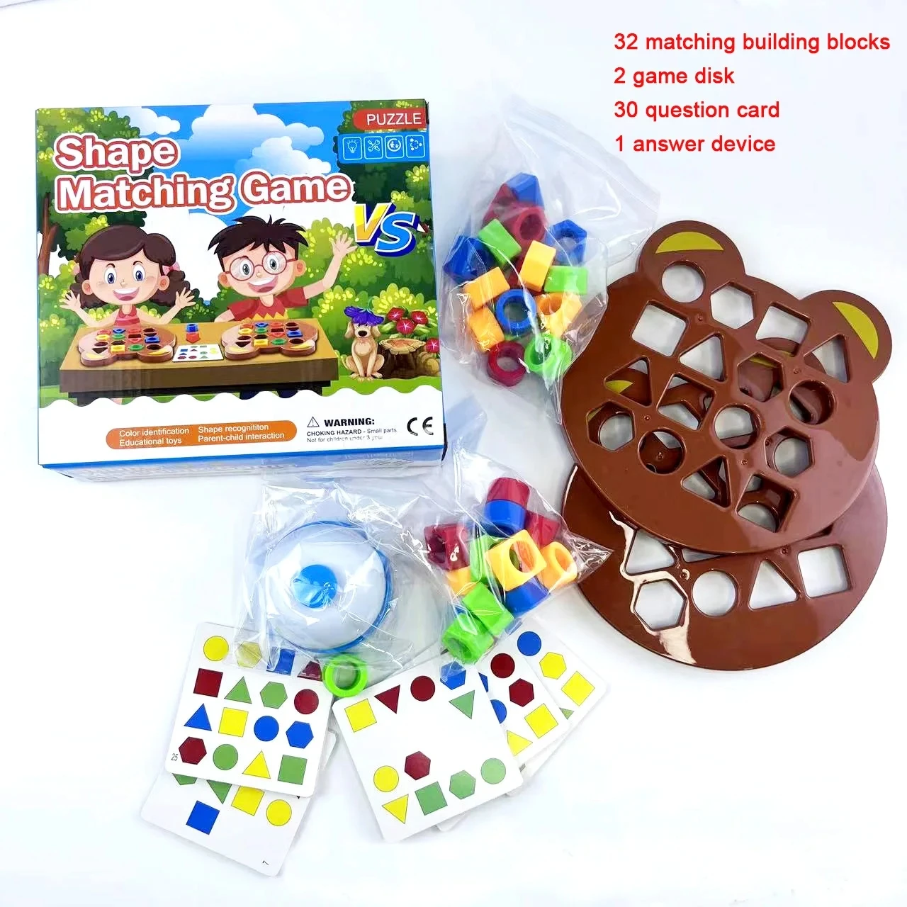 Ursinho forma geométrica cor correspondência 3d quebra-cabeça montessori aprendizagem educacional interativo jogo de batalha brinquedos crianças presente