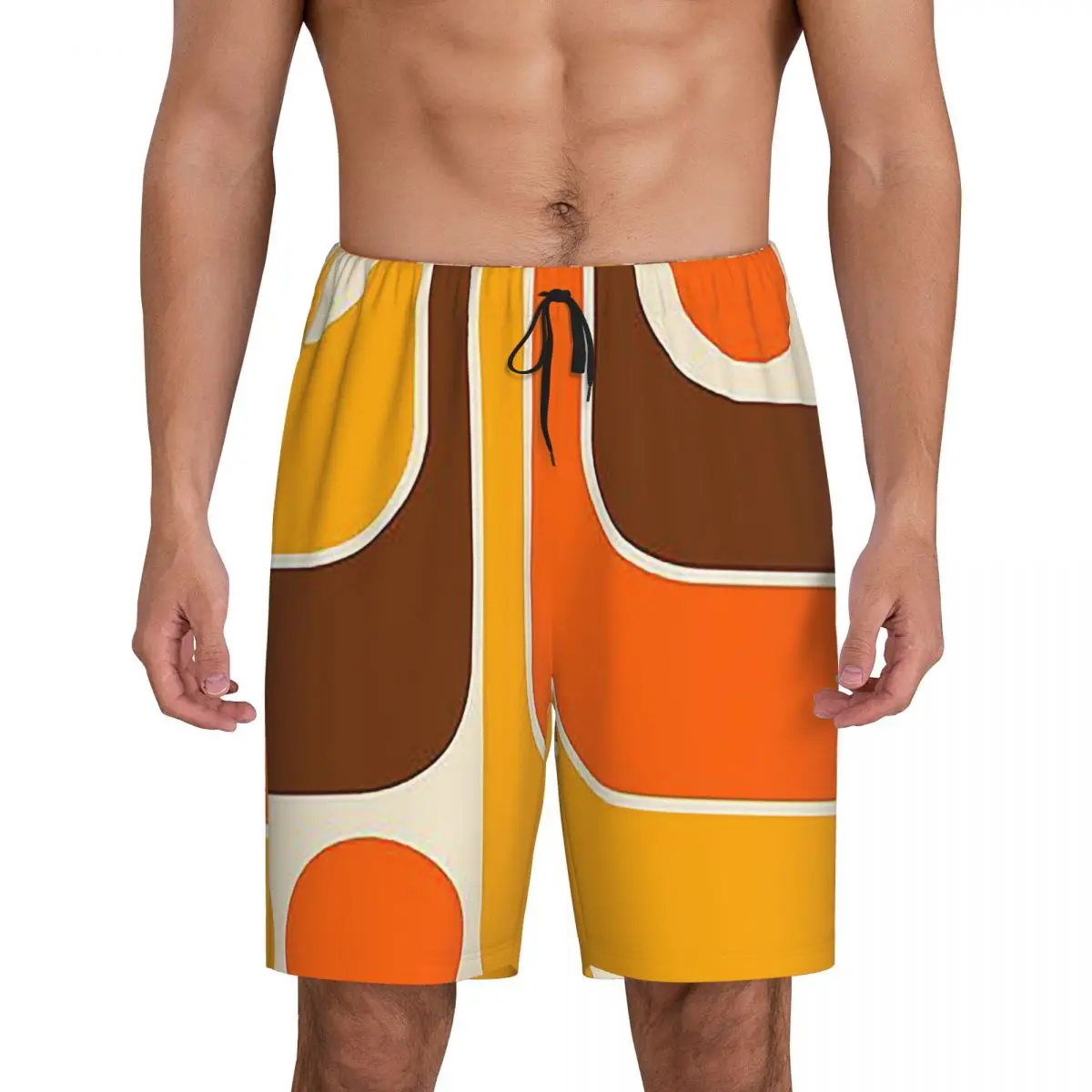 

Мужские короткие пижамные шорты с геометрическим ретро-дизайном, модель 62, для сна и отдыха