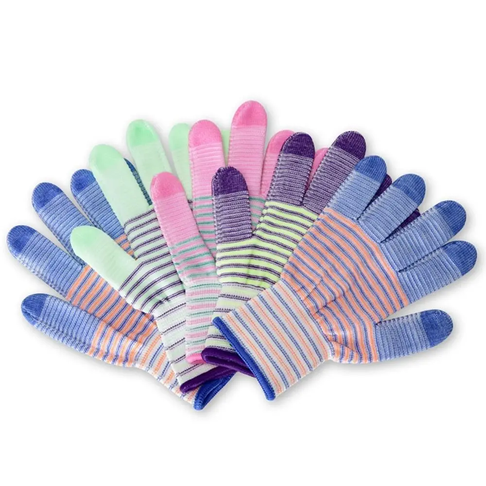 

1 пара безопасных рабочих нейлоновых рабочих перчаток, нескользящие дышащие промышленные перчатки, антистатические полосатые женские перчатки