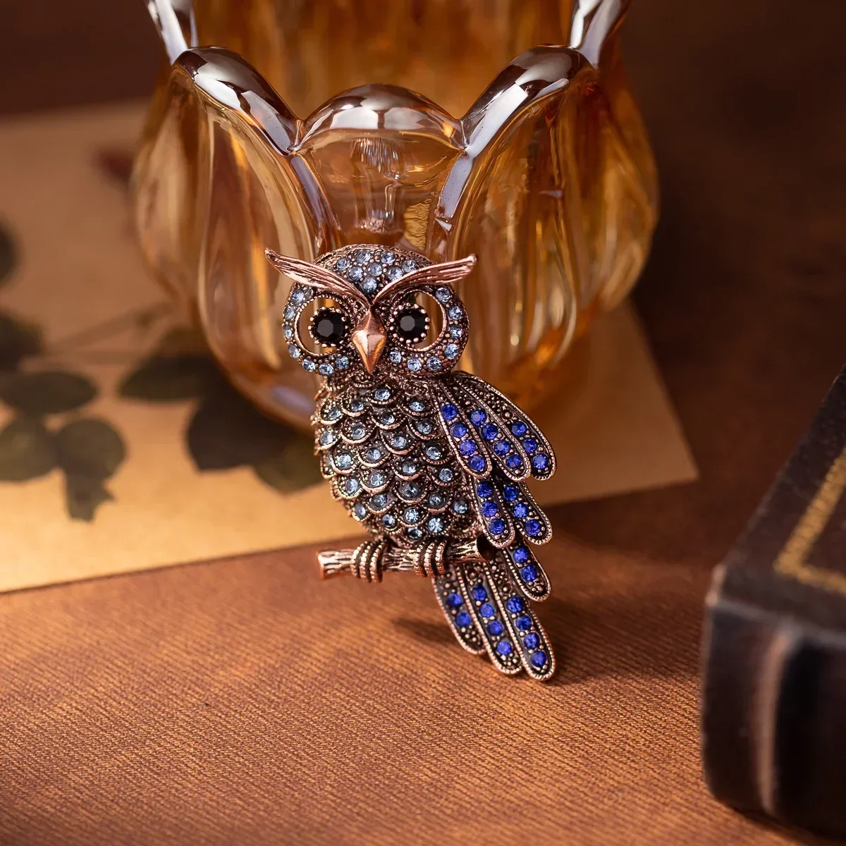 Exquisite Zircon Crystal Owl Animal Brooch Men's Trendy Business Hip-hop Dress Clothing Pin Jewelry