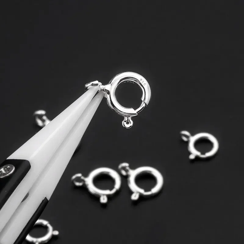 

20pcs 5mm 925 Best Quality Silver Spring Ring Clasps Hooks Sterling Silver Connection For Necklace Bracelet DIY Buckle