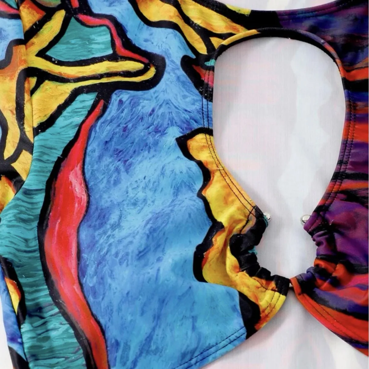 Maillot de bain bikini squelette fendu imprimé