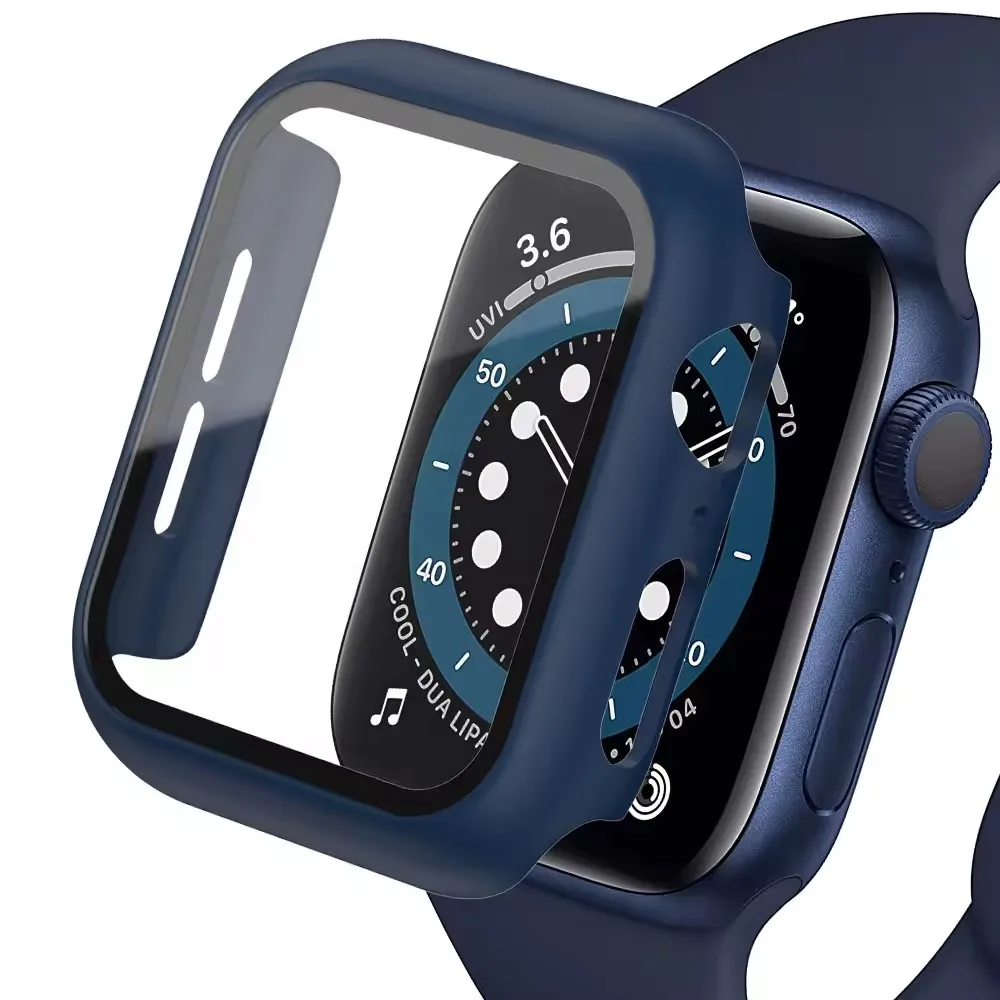 1-2 szt. Etui na zegarek Apple Watch Series9/8/7/6/5/4 SE 44 45 41 40mm Ultra przyciemniana osłona ze szkła hartowanego etui