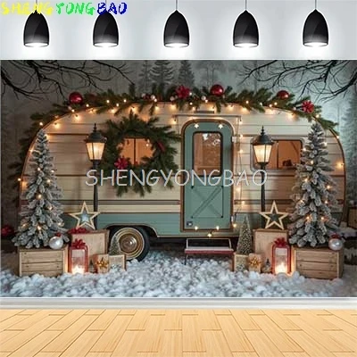 

Christmas Day New Year Party Photography Backdrops Prop Window Living Room Interior Xmas Tree Snow Theme Photo Background FN-12