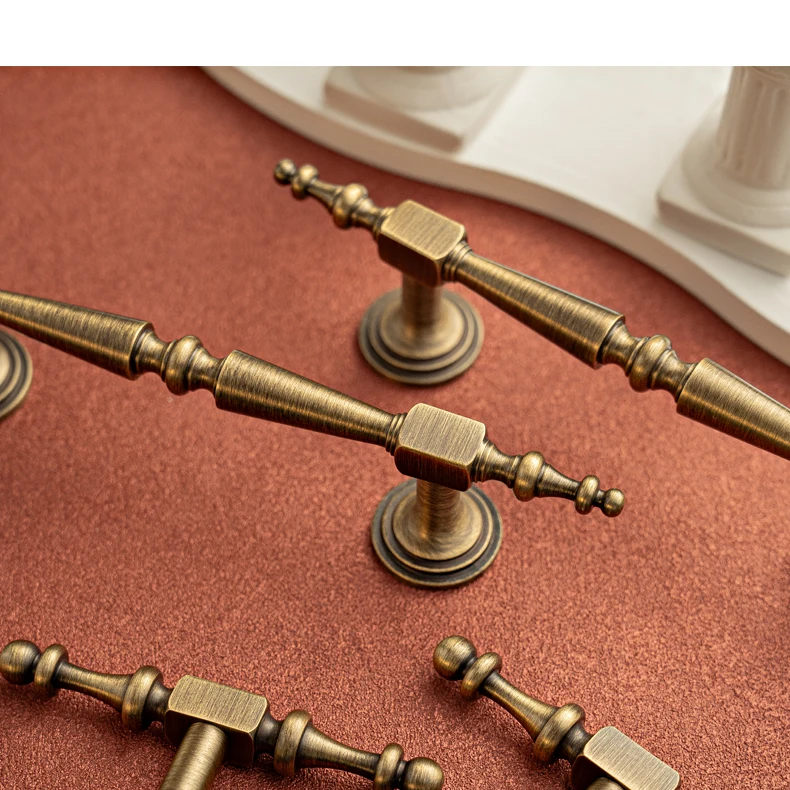 Antique brushed brass cabinet handle 5