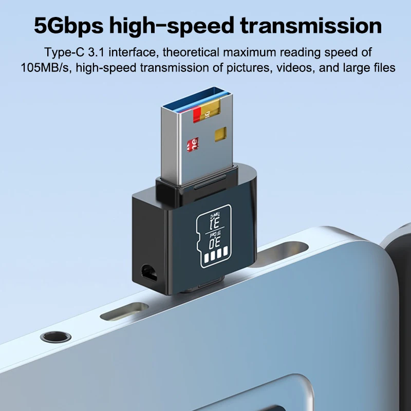 SD/TF Card Reader with USB 3.1 Type C Adapter; OTG Function for PC, Laptops, Huawei, Xiaomi & Mac Android Devices
