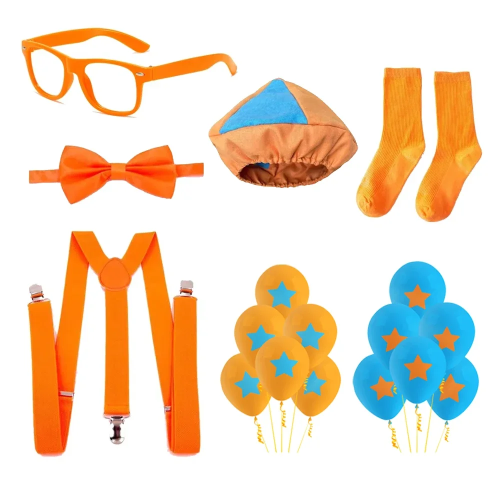 Disfraz de ingeniero de tren para niños, conjunto de uniforme de Cosplay Blippiing, vestido naranja, accesorios educativos, suministros para fiesta de cumpleaños